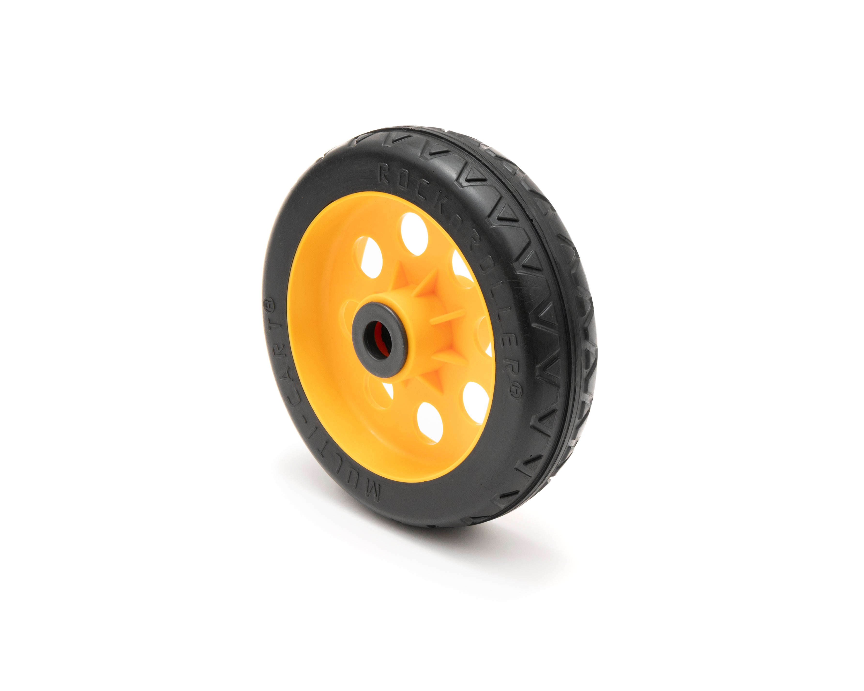 RockNRoller® Multi-Cart® RWHLS8X2 8" x 2" R-Trac Symmetrical Wheel, yellow